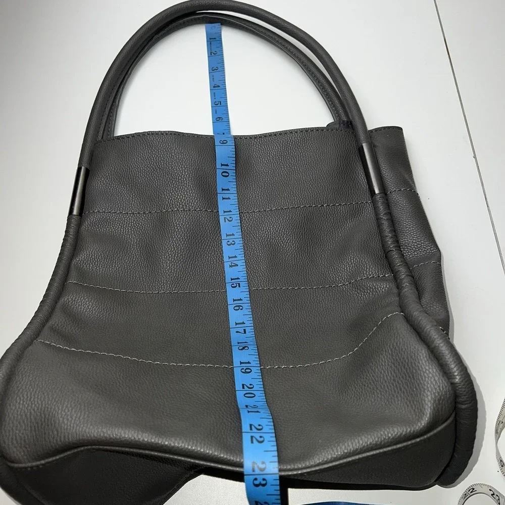 Neiman Marcus Grey Faux Leather Large Tote Shoulder Bag
